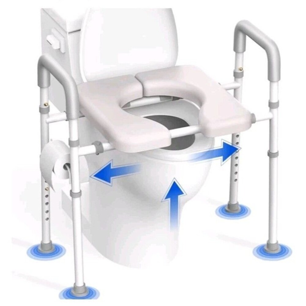 Heavy Duty Raised Toilet Seat with Handles Padded Elevated Compact 400lb OPENBOX